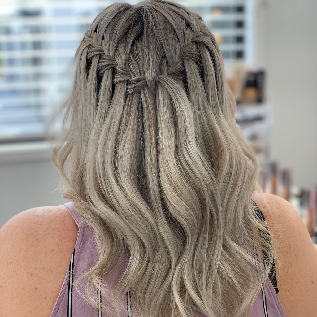 cascade braid on blond hair